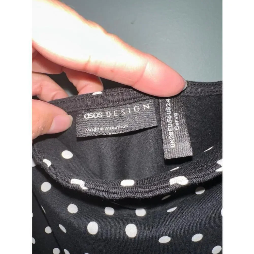 ASOS plus size black/white polka dot mini dress size 24